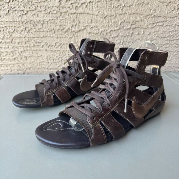 RARE 2009 Nike Lace Up Gladiator Sandals Womens Size 8 Brown Bronze 378502 - Picture 2 of 15